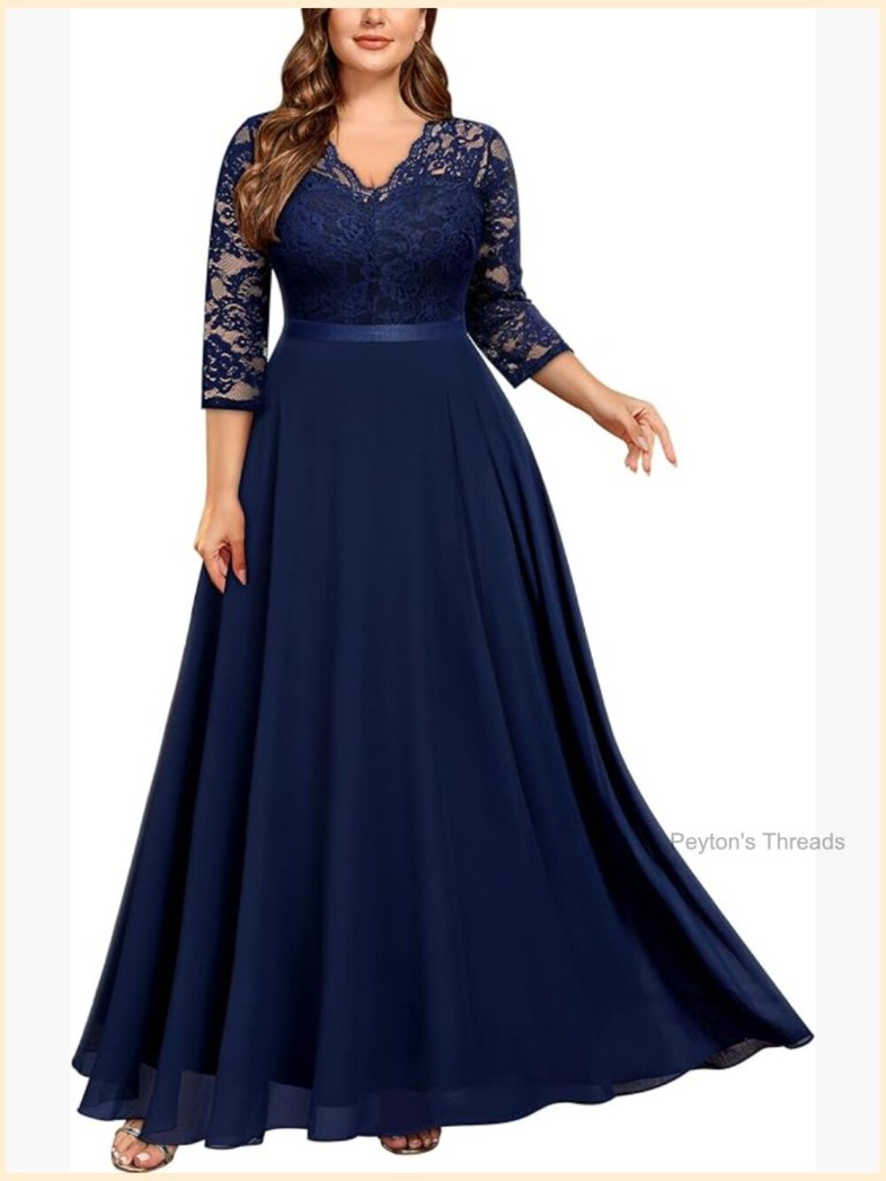 Plus Size Formal Lace Maxi Dress V-Neck Bridesmaid Party